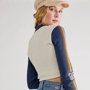 NWT RARE Daydreamer for Free People 80 Sport Jersey Mock Neck Top Boho Sz Large